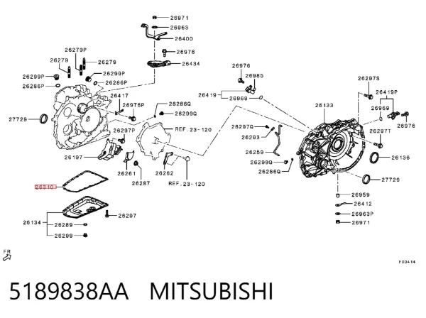 Vedante de panela da Caixa Automática de Mudança/Caixa Mecânica de Mudança 5189838AA Mitsubishi