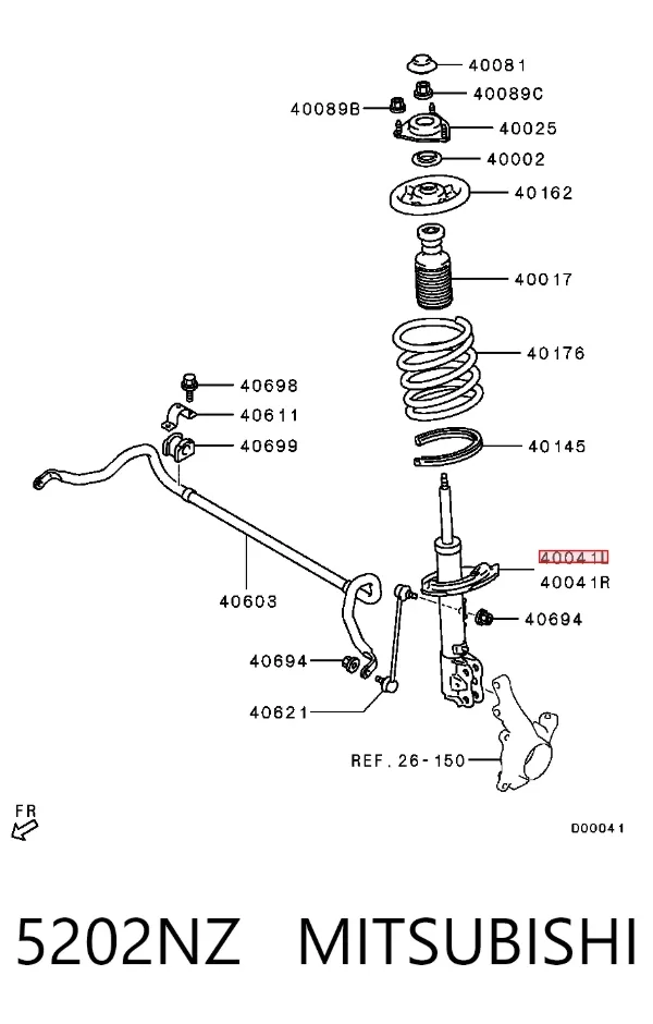 Amortecedor dianteiro esquerdo 5202NZ Mitsubishi
