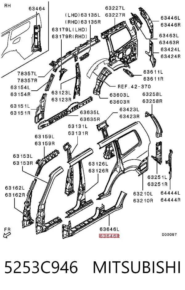 Acesso externo direito 5253C946 Mitsubishi