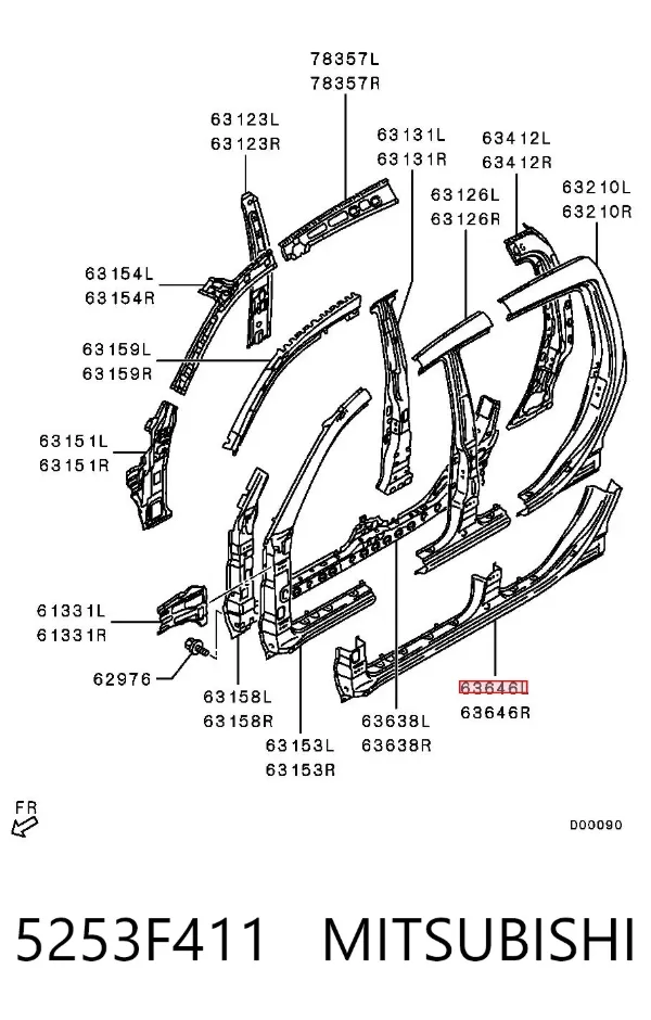 Acesso externo esquerdo 5253F411 Mitsubishi