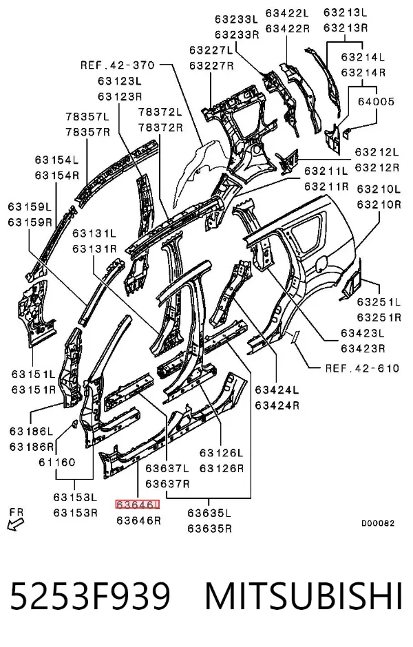 Acesso externo esquerdo 5253F939 Mitsubishi