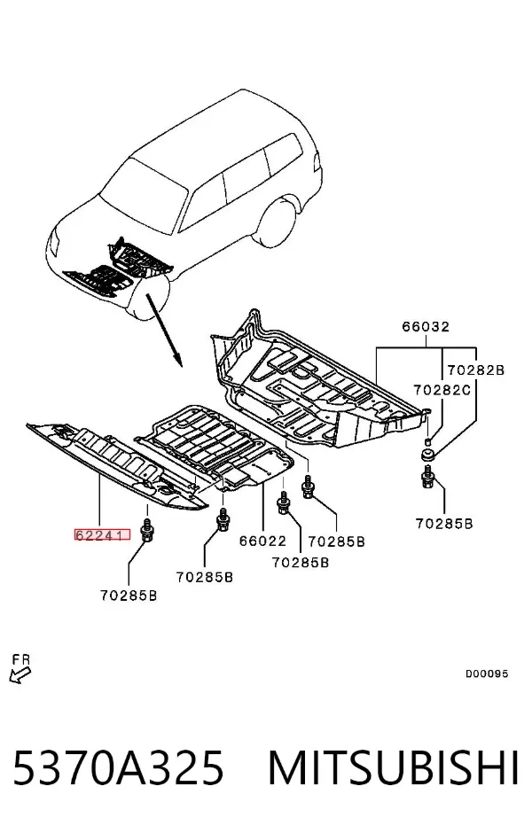 Proteção de motor dianteira 5370A325 Mitsubishi