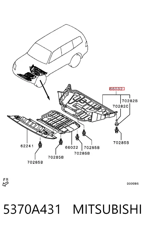 Proteção de motor traseiro 5370A431 Mitsubishi