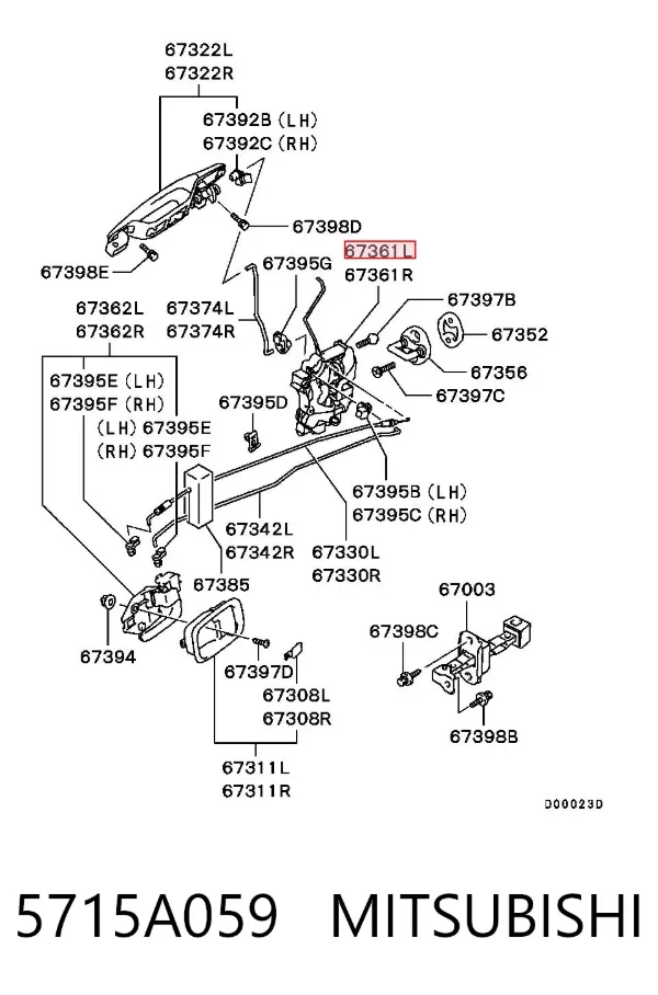Fecho da porta dianteira esquerda Mitsubishi Outlander I