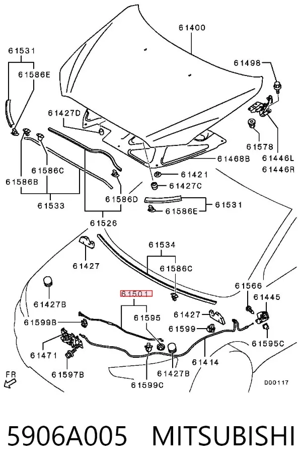 Apoio da capota 5906A005 Mitsubishi