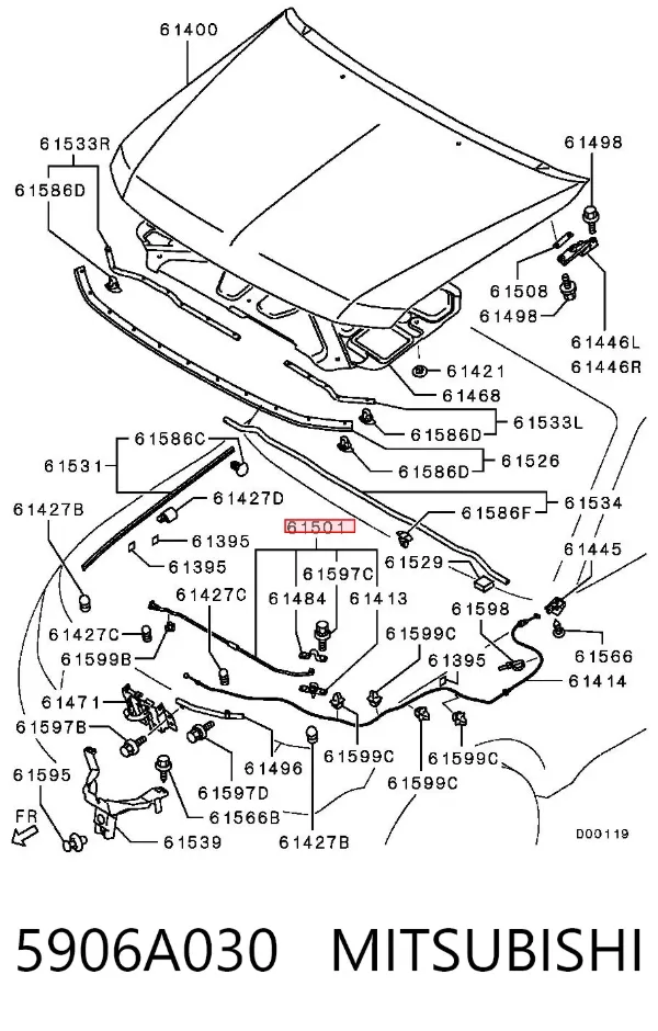 Apoio da capota 5906A030 Mitsubishi