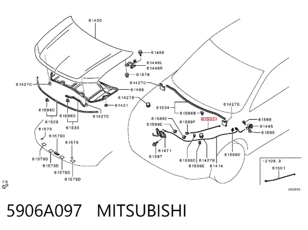Apoio da capota 5906A097 Mitsubishi
