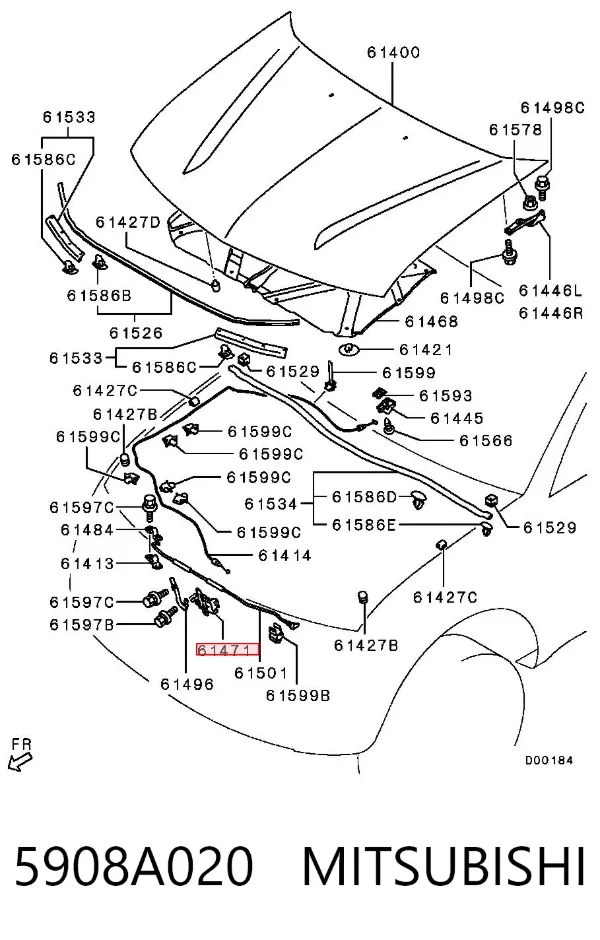 Fecho da capota 5908A020 Mitsubishi