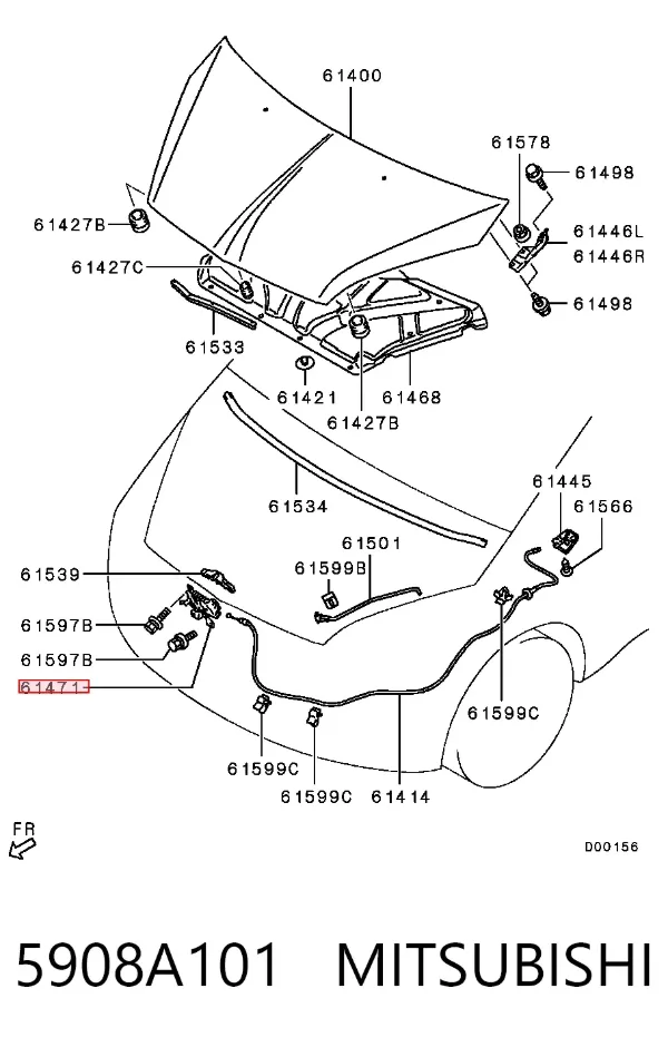 Fecho da capota Mitsubishi Colt VI