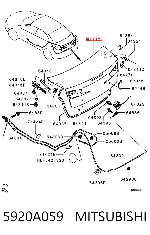 Tampa de porta-malas Mitsubishi Lancer X