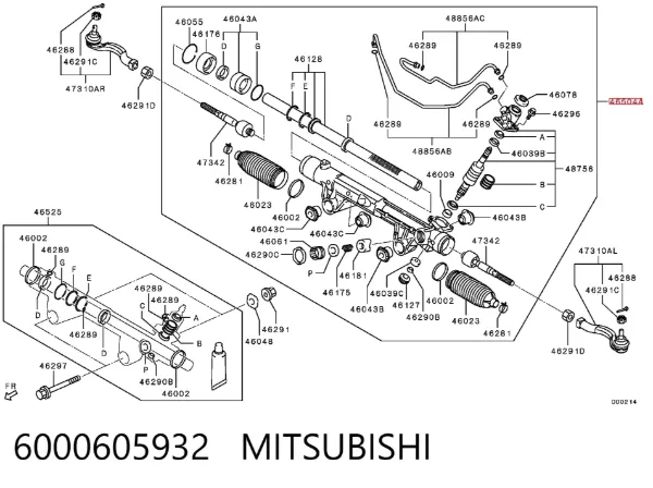 Cremalheira da direção 6000605932 Mitsubishi