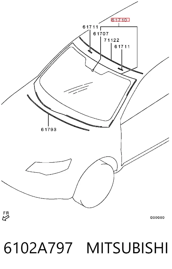 Pára-brisas 6102A797 Mitsubishi