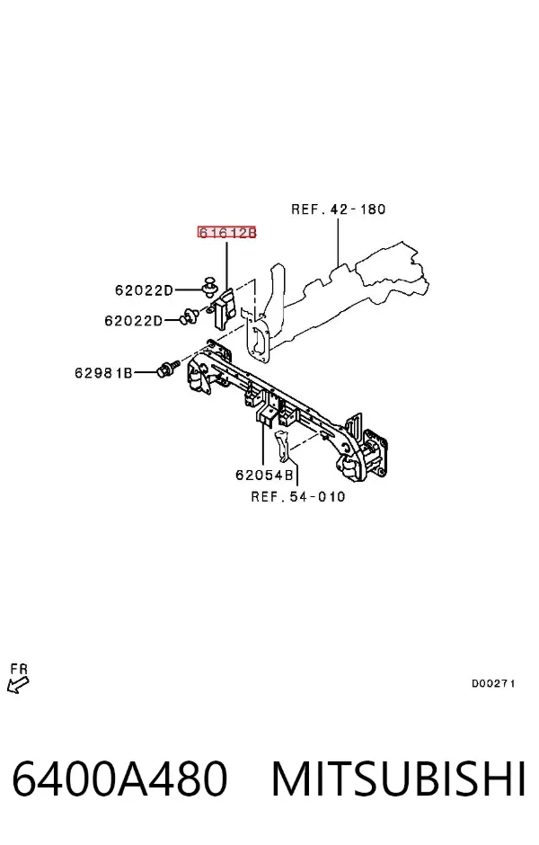 Guia do pára-choque dianteiro direito 6400A480 Mitsubishi
