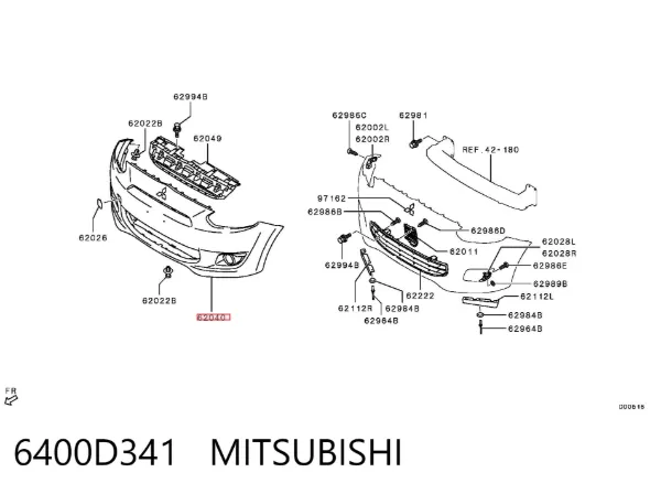 Pára-choque dianteiro 6400D341 Mitsubishi