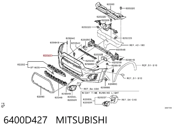 Pára-choque dianteiro 6400D427 Mitsubishi