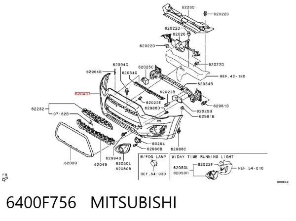 Pára-choque dianteiro 6400F756 Mitsubishi