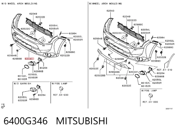 Pára-choque dianteiro 6400G346 Mitsubishi