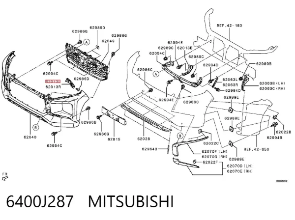 Consola do pára-choque dianteiro esquerdo 6400J287 Mitsubishi