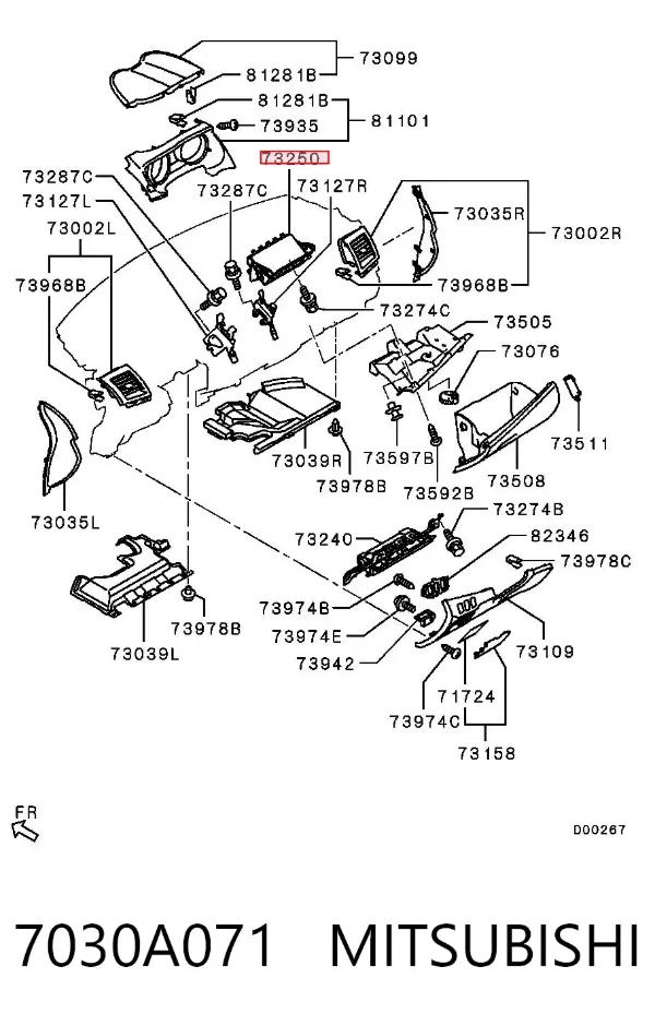 Cinto de segurança (AIRBAG) de passageiro 7030A071 Mitsubishi