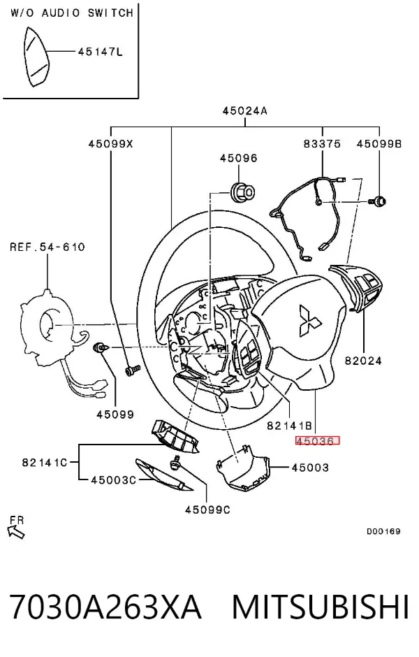 Cinto de segurança (AIRBAG) de condutor 7030A263XA Mitsubishi
