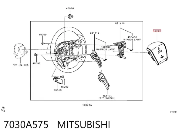 Cinto de segurança (AIRBAG) de condutor 7030A575 Mitsubishi