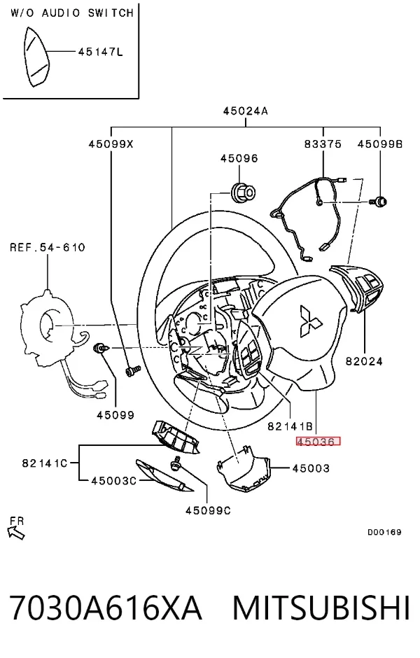 Cinto de segurança (AIRBAG) de condutor 7030A616XA Mitsubishi
