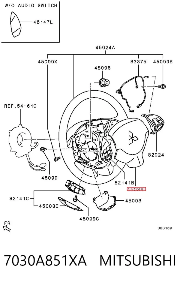 Cinto de segurança (AIRBAG) de condutor 7030A851XA Mitsubishi