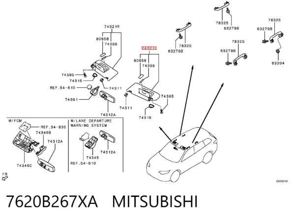Pala contra o sol 7620B267XA Mitsubishi