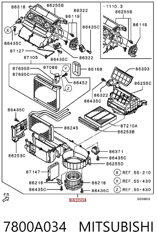 Radiador de forno (de aquecedor) 7800A034 Mitsubishi
