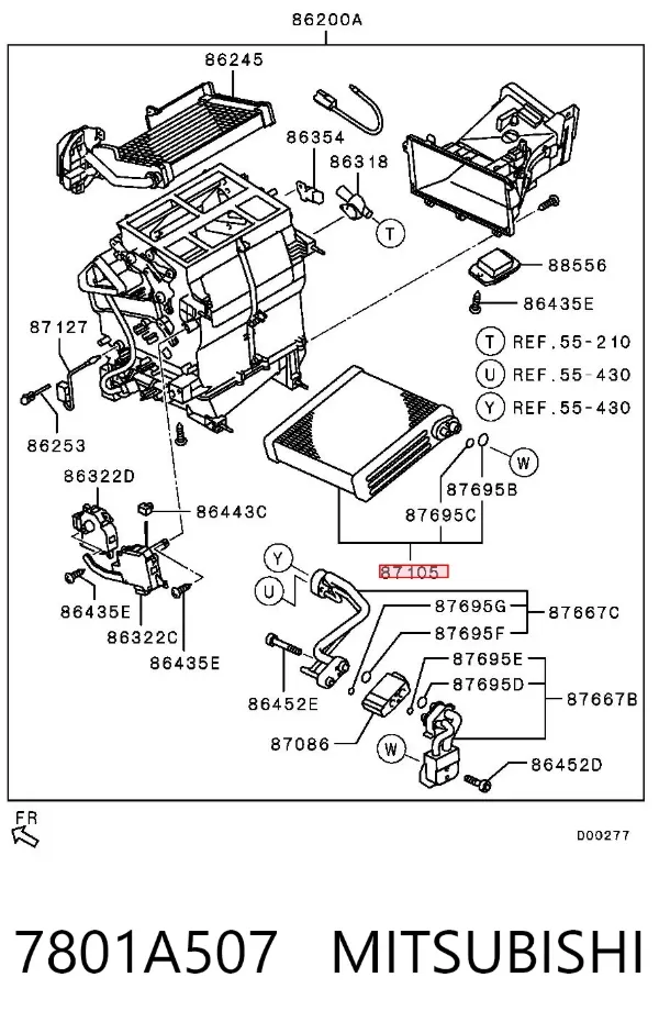 Vaporizador de aparelho de ar condicionado 7801A507 Mitsubishi