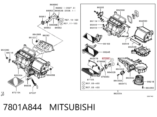 Válvula TRV de aparelho de ar condicionado 7801A844 Mitsubishi