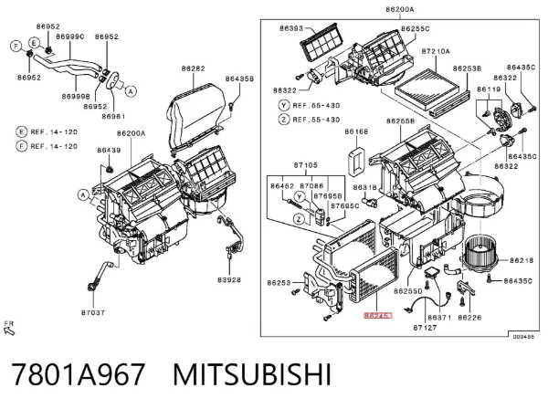 Radiador de forno (de aquecedor) 7801A967 Mitsubishi