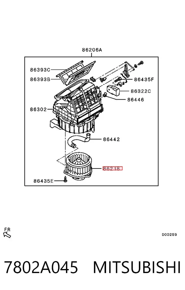 Caixa de ventilador de forno (de aquecedor de salão), montada 7802A045 Mitsubishi