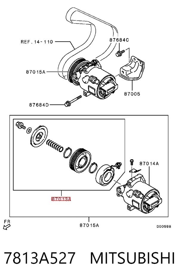 Polia do compressor de aparelho de ar condicionado 7813A527 Mitsubishi