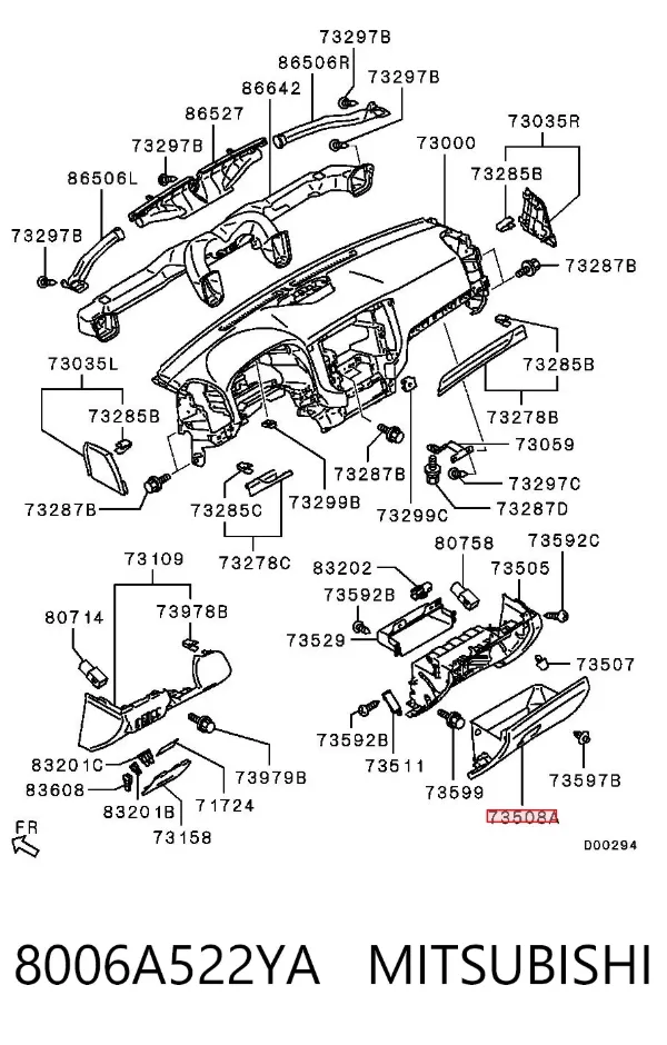 Caixa para porta-luvas (porta-luvas) Mitsubishi Pajero IV LONG