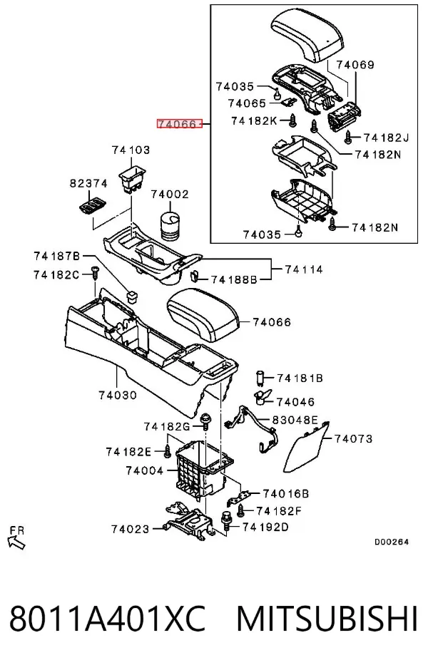 Braço de consola central Mitsubishi Lancer X