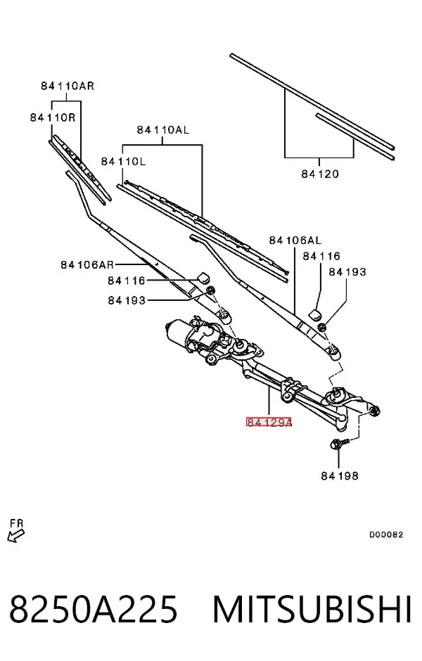 Trapézio de limpador pára-brisas 8250A225 Mitsubishi