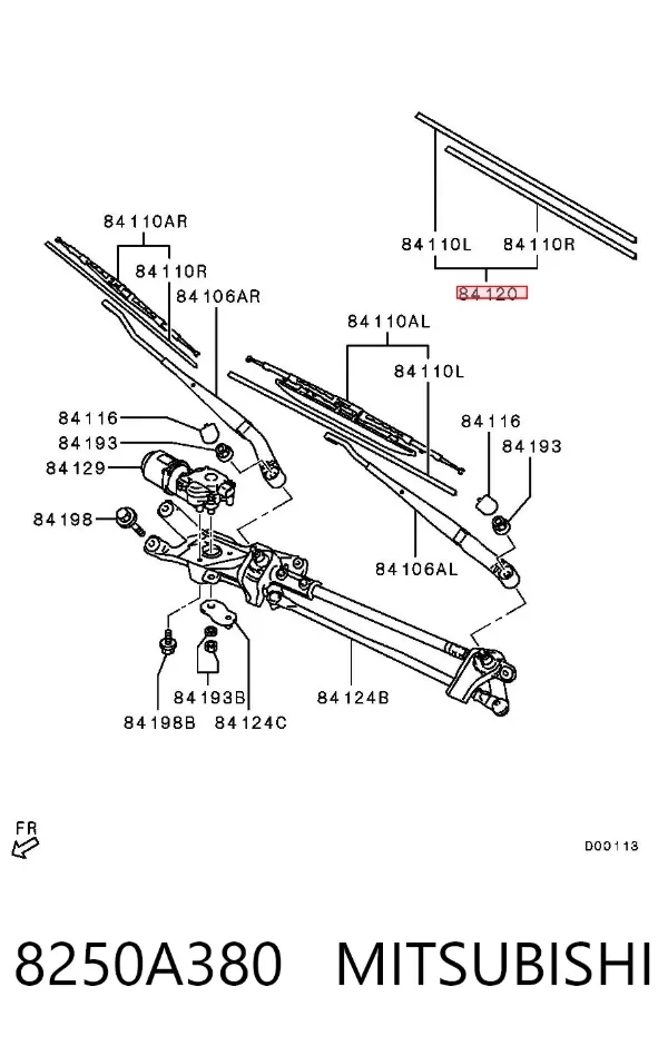 Elástico da escova de limpador pára-brisas, kit 8250A380 Mitsubishi