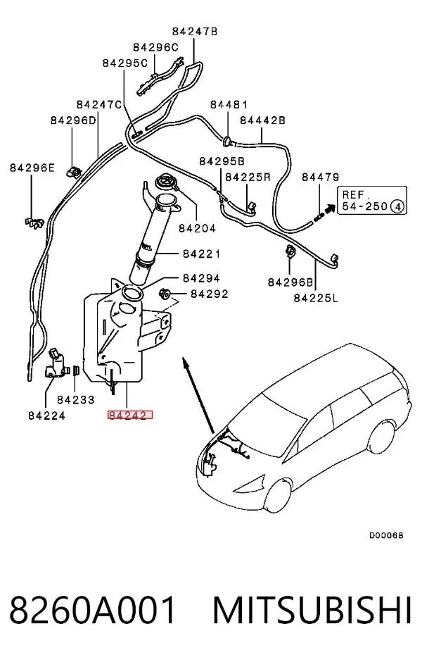 Tanque de fluido para lavador de vidro Mitsubishi Grandis NAW