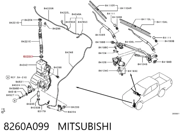 Bucha de compressão de gargalo de tanque de fluido para lavador 8260A099 Mitsubishi