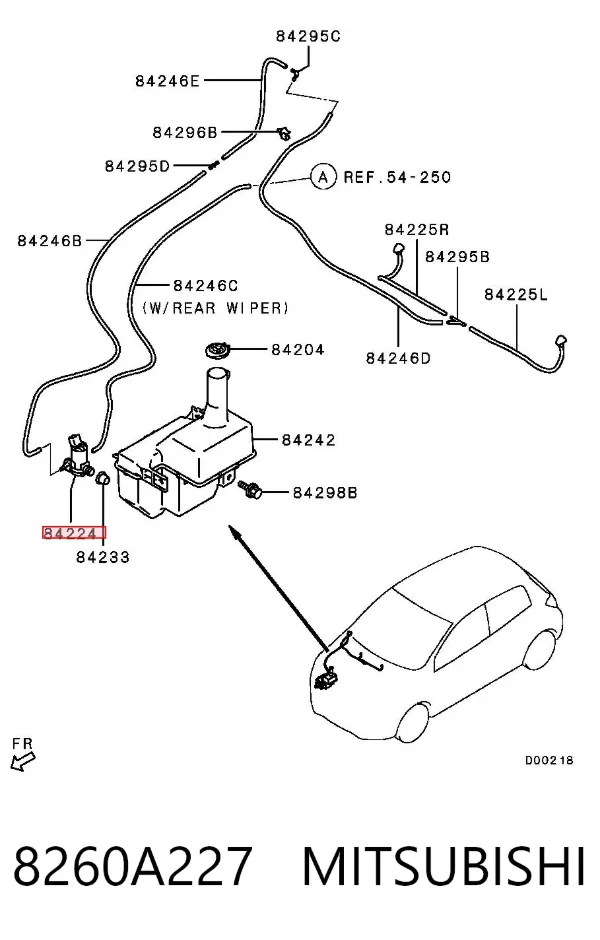 Bomba de motor de fluido para lavador de vidro dianteiro/traseiro 8260A227 Mitsubishi