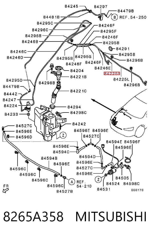 Injetor direito de fluido para lavador de pára-brisas 8265A358 Mitsubishi