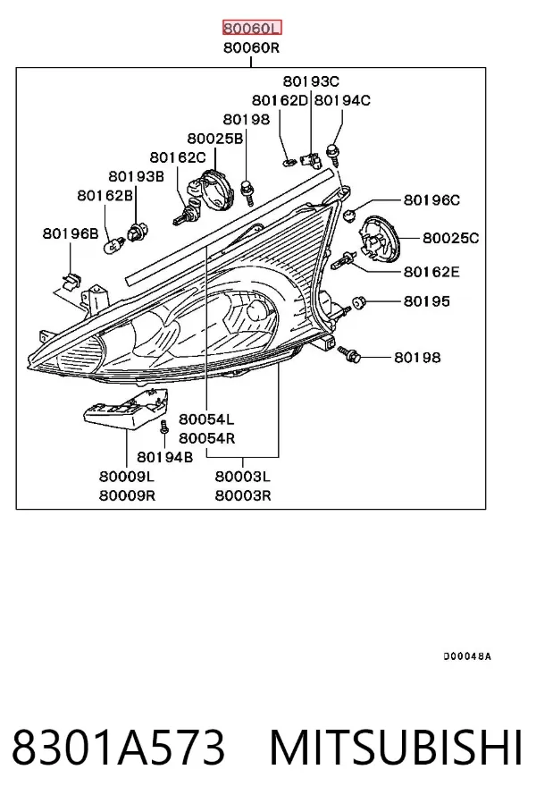 Luz esquerda 8301A573 Mitsubishi