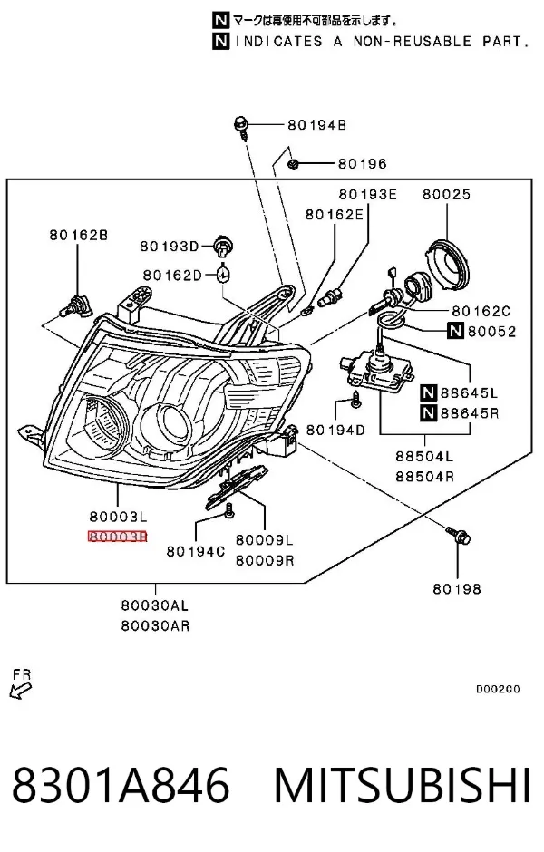 Luz direita 8301A846 Mitsubishi