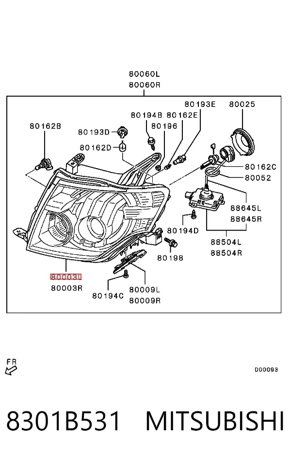 Luz esquerda 8301B531 Mitsubishi