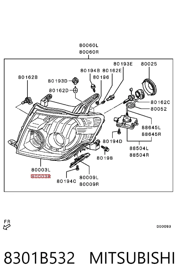 Luz direita 8301B532 Mitsubishi