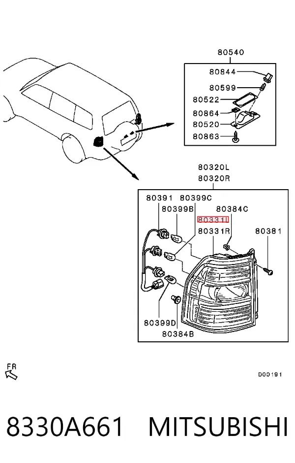 Lanterna traseira esquerda 8330A661 Mitsubishi