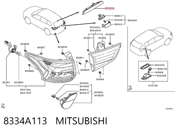 Sinal de parada traseiro adicional Mitsubishi Outlander III