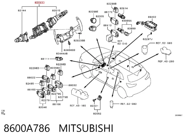 Comutador instalado na coluna da direção, montado Mitsubishi ASX GA