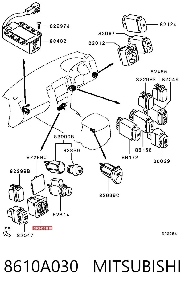 Botão de ativação de aquecimento do assento 8610A030 Mitsubishi